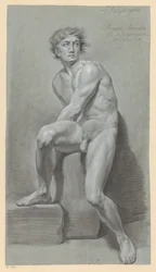 Siddende nøgen mand, set forfra (1. præmie 1791)