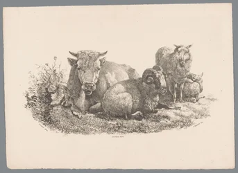 Ko, vædder og to får Beesten Studien af ​​J. Kobell efter Paul Potter Nr. 1 (serietitel)