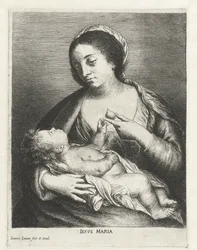 Mary med barn og en pære Iesvs Maria (titel på objekt)