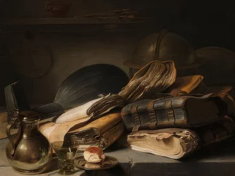 Stilleben med bøger. Omkring 1627-28