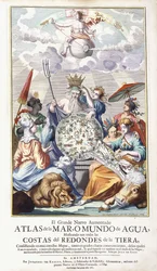 Allegorisk titelblad fra "The Great New Augmented Atlas of the Sea, 1680