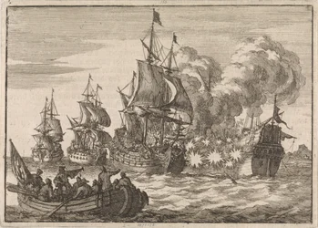 I Valencia bliver den spanske admiral Papachino angrebet af tre franske skibe under admiral Tourville for ikke at hilse hurtigt nok, 1688
