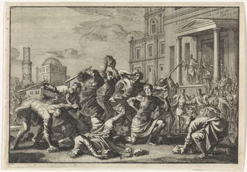 Herodes får sin barber Tryphon til at stene Tyro og hans søn på mistanke om forræderi
