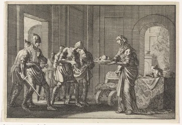 Mor viser krigere resterne af sit spiste barn under hungersnøden i Jerusalem, 1704.