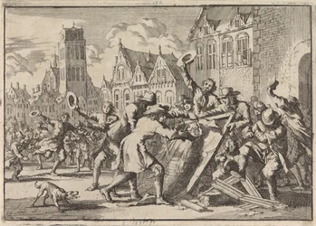Optøjer i Dordrecht, hvor et billede af Cornelis de Witt bliver ødelagt af folket, 1672