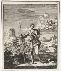Pilgrim i et bjerglandskab