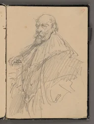 Jan Matejkos skitsebog fra årene 1861-1863. Ensidig tegning. Forside: skitse af en mandlig figur i historisk kostume.