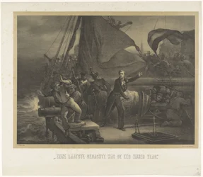 Jan van Speijk ved at smide lunten i lastrummet, 1831 Hans sidste tanke var æren af ​​hans flag (titel på objekt)