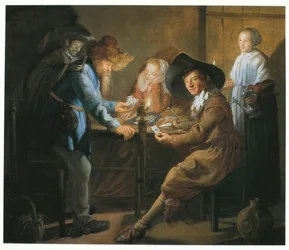 Kortspillere ved lampelys
