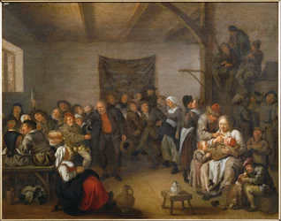 Scene i en pub (maleri på lærred)