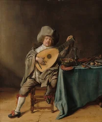 Selvportræt som lutspiller, ca. 1637-1638 (olie på panel)