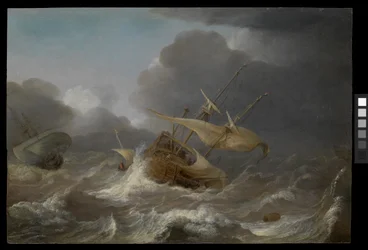 Hollandske skibe i stormvejr, ca. 1620 (olie på panel)