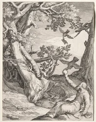 Elias i ørkenen fodret af ravne, 1604.