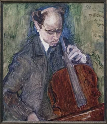 Pablo Casals (1876-1973) spiller cello. Maleri af Jan Toorop (1858-1928), Olie på lærred