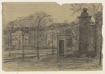Udsigt over huse mellem træer, Dordrecht
