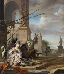 En italiensk gårdhave, ca. 1660-65 (olie på lærred)