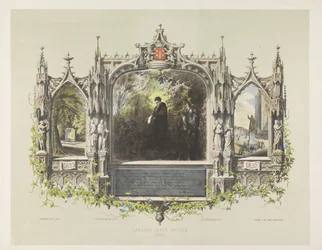 Mindeplade for Laurens Coster ved festlighederne omkring afsløringen af ​​statuen i Haarlem, 1856 Laurens Jansz. Coster 1423 (titel på objekt)