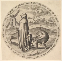 Misantropen plyndret af verden, fra tolv flamske ordsprog, ca. 1568.