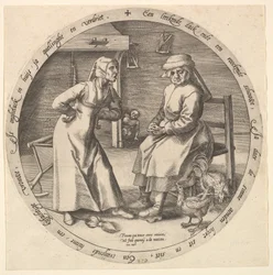 Den skældende kvinde og den kaglende høne, ca. 1568.