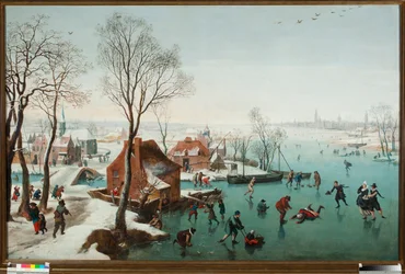 December, skøjteløbere på en tilfrosset sø