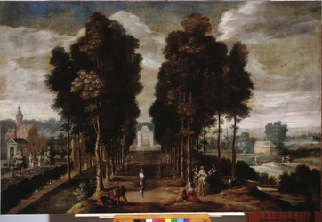 Slottsparken Maleri af Jan Wildens (1586-1653) Genes fra det 17. århundrede, Musei di Strada Nuova (ex Palazzo Bianco)