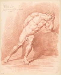 Siddende mand nøgen, set forfra (3. præmie 1800)