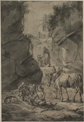Bønder i et klippelandskab