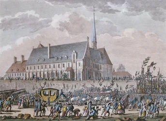 Den franske kongefamilie passerer klostret i Passy på deres rejse fra Versailles til Paris den 6. oktober 1789