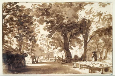 The Vigorbros and the Platz on the Haynus (kridt, pen & blæk med vask på papir)