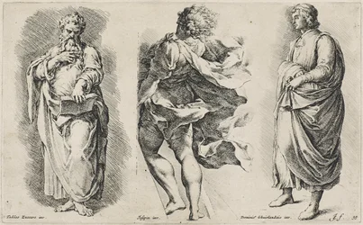 Tre unavngivne figurer efter tre italienske kunstnere (radering på lagt papir med vandmærke til våbenskjold)