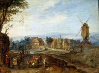Landskab ved vindmøllen Maleri af Jan Brueghel Le Vieux kalder Bruegel de Velours (Brueghel eller Breughel