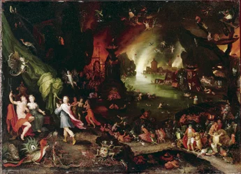 Orfeus i underverdenen. Maleri af Jan Bruegel den Ældre, kaldet Bruegel de Velours (Brueghel eller Breughel)