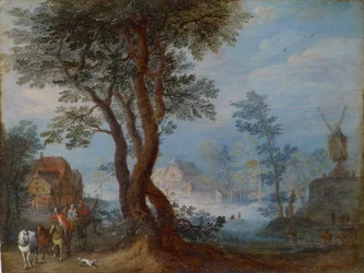 Landsbylandskab med figurer, c.1603