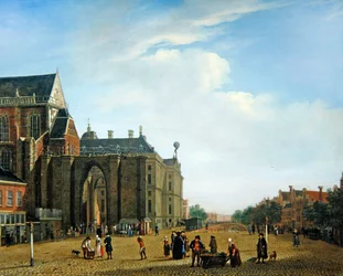 En udsigt over Amsterdam (olie på lærred)