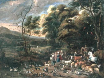 Noah and the Animals (olie på lærred)