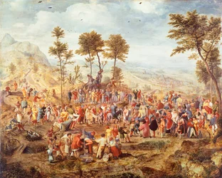 Kristus tulossa Jerusalemiin, Jan van Amstel (noin 1500-1542), sekatekniikka puulle, noin 1540