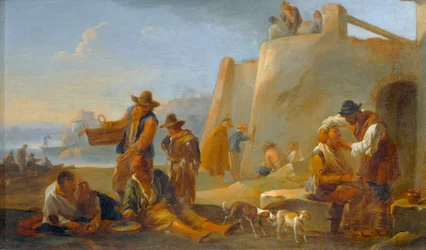 Den napolitanske barber, en scene fra folkelivet i Rom ...