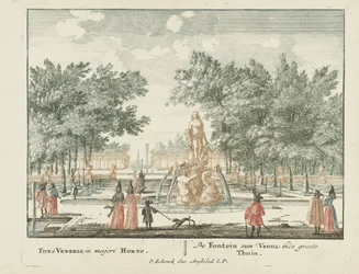 Venus-springvandet i den store have ved Het Loo-paladset Gesichte van het Famous Loo som andre kongehuse (serietitel) Admirandorum quadruplex spectaculum (serietitel)