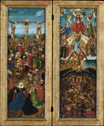 Korsfæstelsen; The Last Judgment, c.1440-41 (olie på lærred overført fra træ)