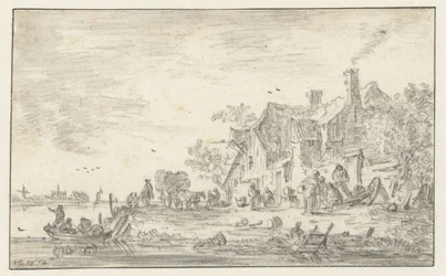 Gård ved bredden af ​​en flod