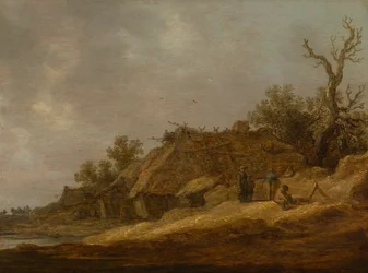 Forfalden bondegård med bønder