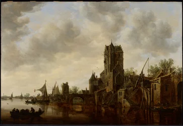 Flodlandskab med Pellecussen-porten nær Utrecht
