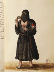 Confraternity of Penitents, der ledsager vigtige borgeres begravelsesoptog til Markusbasilikaen i Venedig, bind II, f 89, af Giovanni di Grevembroch eller Grevenbroch (1731-1807)