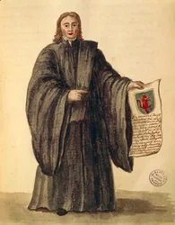 Den store kansler for byen Chioggia, af Jan van Grevenbroeck eller Giovanni Grevembroch (1731-1807), Gli Donne de Veneziani, fra illustreret bog med kostumer, akvarel