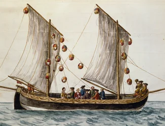 Venetiansk båd udsmykket til Forløserfesten, af Jan Grevenbroeck (1731-1807), akvarel, Italien