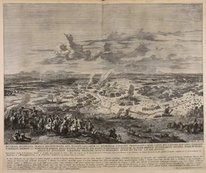 Accurata delineatio praelii Hochstetensis quo ingenti Gallorum et Bavarorum exercitu profligato caeso capto ...  Præcis gengivelse af det berømte slag ved Hochstet ...