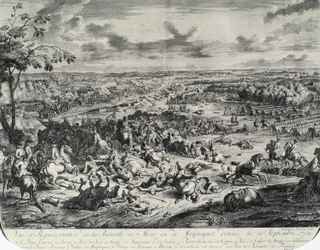Kampscener fra: Dumont et Rousset, Histoire militaire du Prince Eugene (1663-1736), serie på otte kobberstik