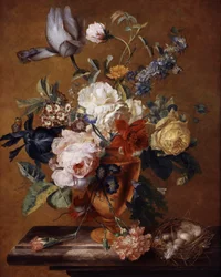 Blomster i en vase. Maleri af Jan van Huysum (1682-1749) Privat samling.