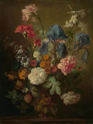 Vase med blomster, midten af 1700-tallet (Olie på lærred)