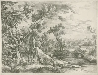 Landskab med Abraham, der beder de tre engle om at skåne Sodoma